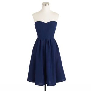J. Crew Size 4 Marlie Classic Faille Navy Blue Strapless Bridesmaid Prom Dress